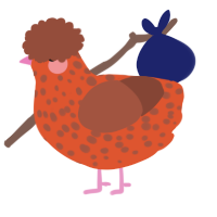 A vermilion and russet chicken with a speckle pattern
