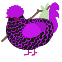 A sable and amethyst chicken with a lace pattern