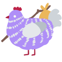 A lilac and mist chicken with a bar pattern