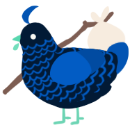 A tumblr and ultramarine chicken with a lace pattern