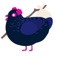Blueberry Pie, a tumblr and navy chicken with a half-lace pattern