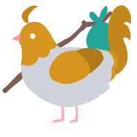 A mist and ochre chicken with a head pattern