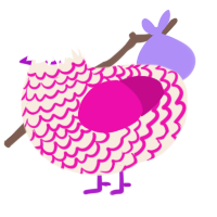 A cream and fuchsia chicken with a lace pattern