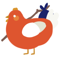 A vermilion and white chicken