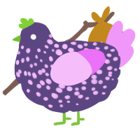 A overcast and lavender chicken with a speckle pattern