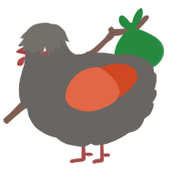 A grey and vermilion chicken