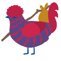 A overcast and crimson chicken with a bar pattern