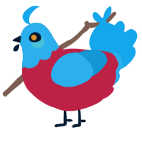 A crimson and sky chicken with a head pattern