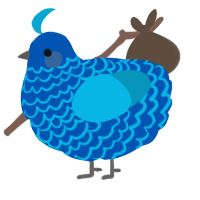 A ultramarine and cerulean chicken with a lace pattern