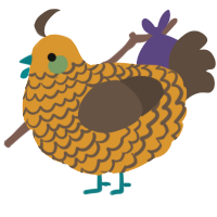 A orange and bark chicken with a lace pattern