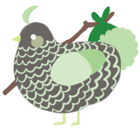 A grey and gluppy chicken with a lace pattern