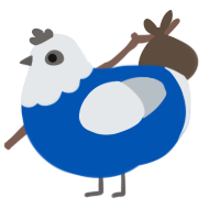 A ultramarine and mist chicken with a head pattern