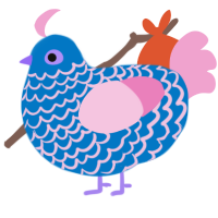 A sapphire and pink chicken with a lace pattern