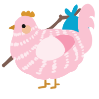 A rose chicken with a bar pattern