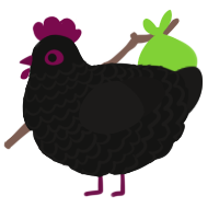 A black and sable chicken with a lace pattern