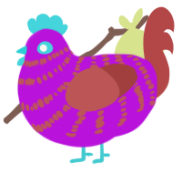 rust, a amethyst and red chicken with a bar pattern