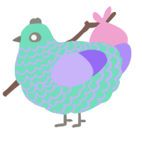 A mint and lilac chicken with a lace pattern
