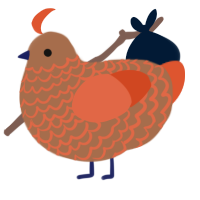 A brown and vermilion chicken with a lace pattern