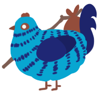 A cerulean and navy chicken with a bar pattern