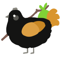 A black and orange chicken
