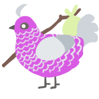 A orchid and mist chicken with a lace pattern