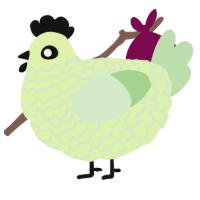 A apple and gluppy chicken with a lace pattern