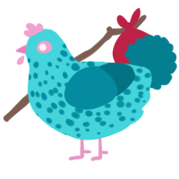 A aqua and sea chicken with a speckle pattern