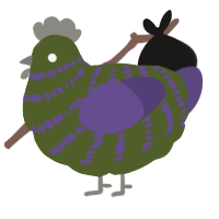A olive and overcast chicken with a bar pattern