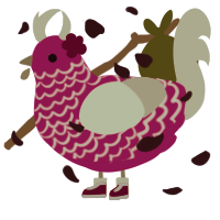 rosita², a fuchsia and silver chicken with a lace pattern