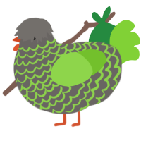 A grey and grass chicken with a lace pattern