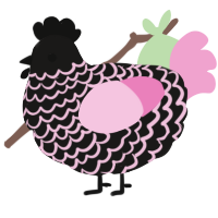 A sable and pink chicken with a lace pattern