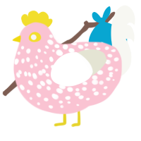 A rose and white chicken with a speckle pattern