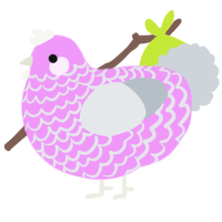 A lavender and mist chicken with a lace pattern