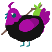 A black and plum chicken with a head pattern