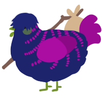 A navy and plum chicken with a half-bar pattern