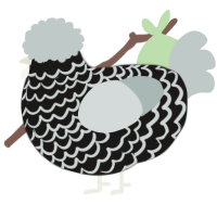 A sable and silver chicken with a lace pattern
