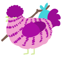 A pink and plum chicken with a bar pattern