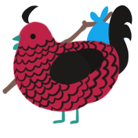 A crimson and sable chicken with a lace pattern
