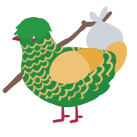A viridian and honey chicken with a lace pattern