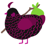A black and wine chicken with a lace pattern