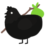 Envy, a black and sable chicken with a head pattern