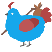 A sky and red chicken