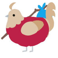 A crimson and beige chicken with a head pattern