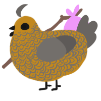 A ochre and grey chicken with a double-lace pattern