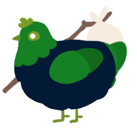 A tumblr and leaf chicken with a head pattern