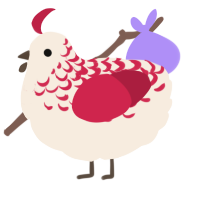 A cream and crimson chicken with a half-lace pattern