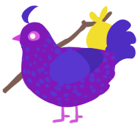 A violet and indigo chicken with a speckle pattern