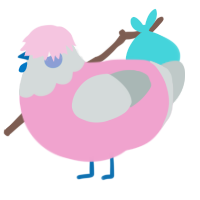 A pink and silver chicken with a head pattern