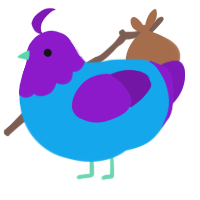 A sky and violet chicken with a head pattern