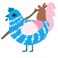 Cotton Candy, a sky and rose chicken with a bar pattern